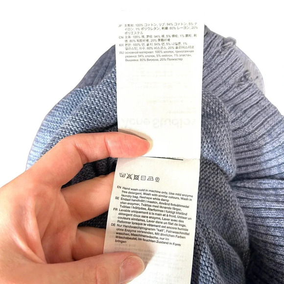 Acne Studios Sweater Peace Sign Embroidered Jumper Knit Blue Size Large *Damaged - Picture 11 of 13